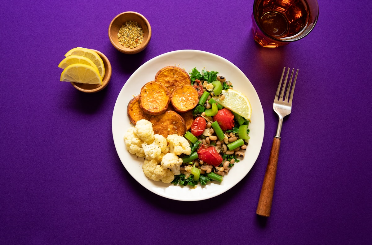 Mediterranean quinoa salad with vegetables and herbs